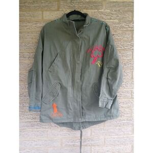 Zara Women's Army Green "Don't Let Me Forget Your Name" Utility Jacket Size S